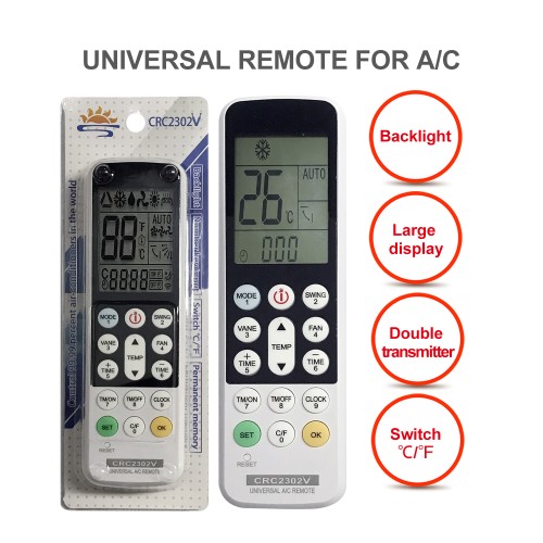 SYSTO丨CRC2302V Universal Replacement Remote Control for All Brand Air Conditioner with Backlight Function