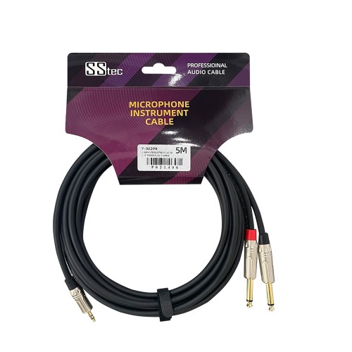 SYSTO Y-362PR 1/8 Inch TRS Stereo to Dual 1/4 inch TS Mono Y-Splitter Cable 3.5mm Aux Mini Jack Stereo Breakout Cable Path Cords 15FT (5 Meters)